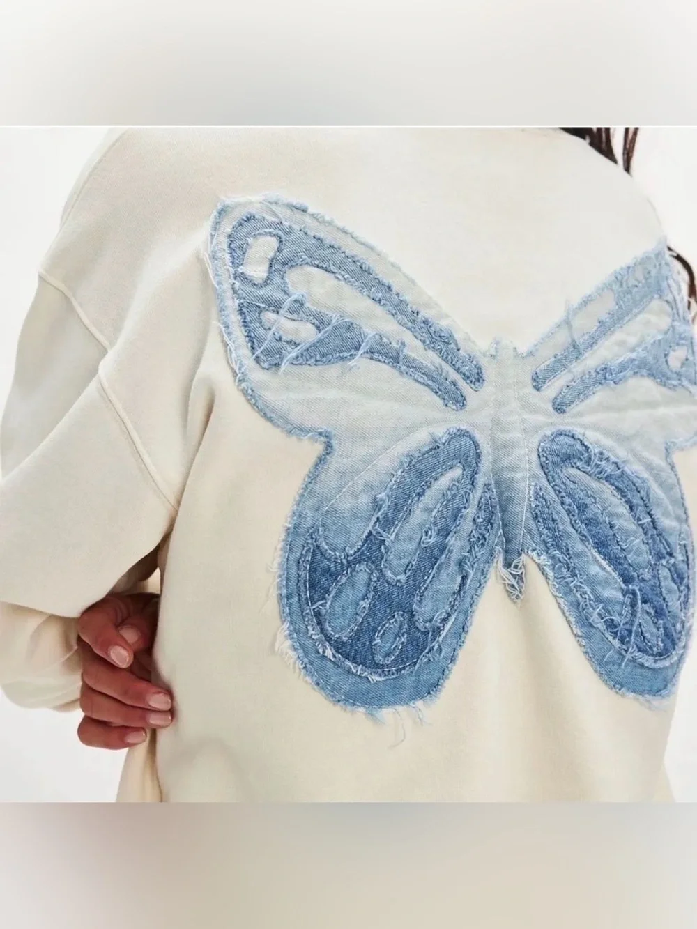Free People X Tricia Fix Indigo Butterfly Crewneck Size XS NWOT